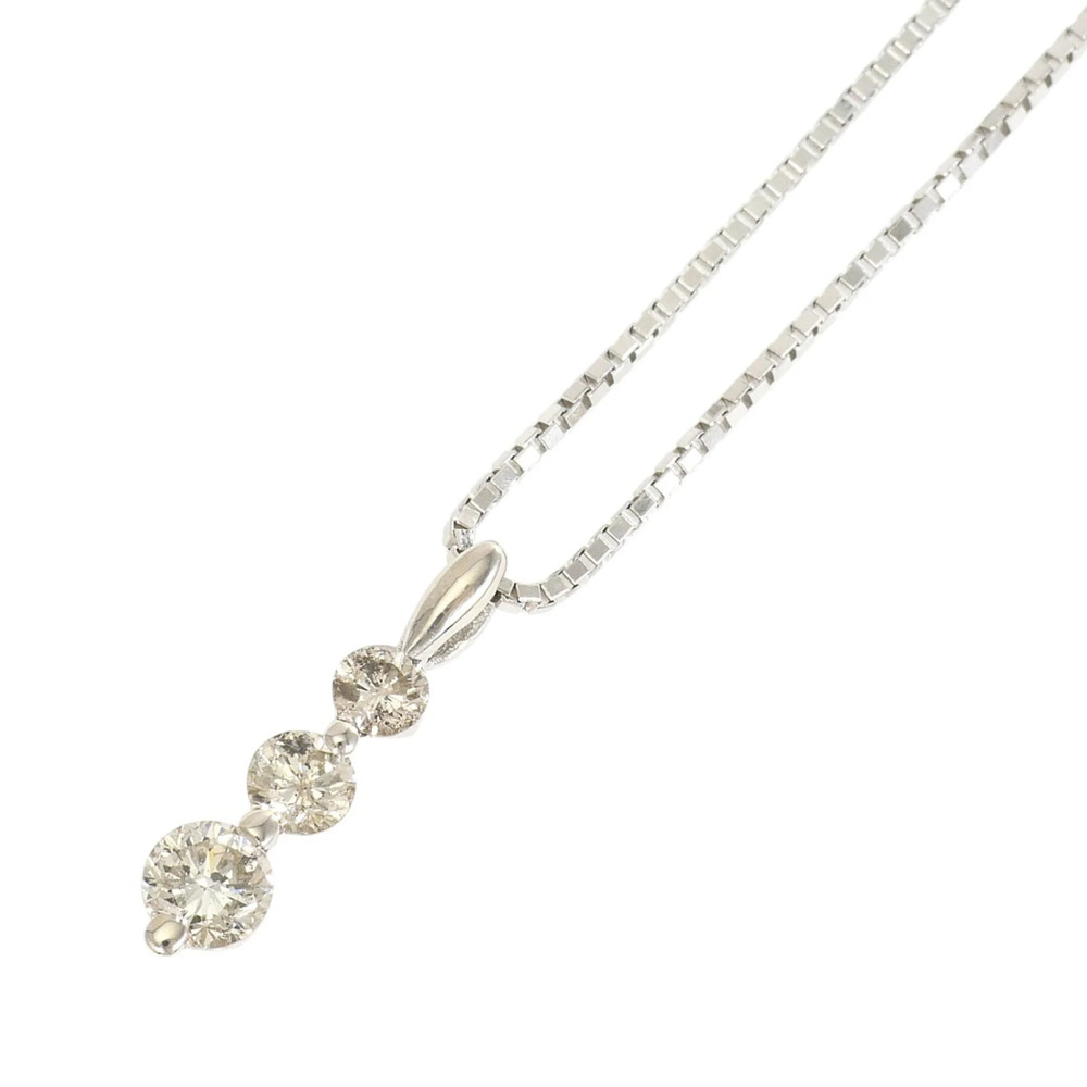 VINTAGE 18K (18-karat white gold) necklace with 0.3ct diamond